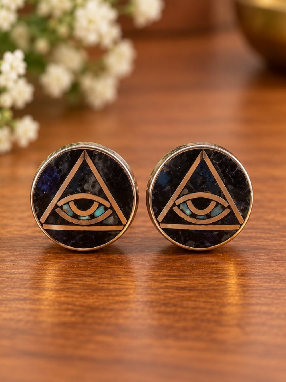 Chile 950 Silver Mystical Eye Rune Earrings